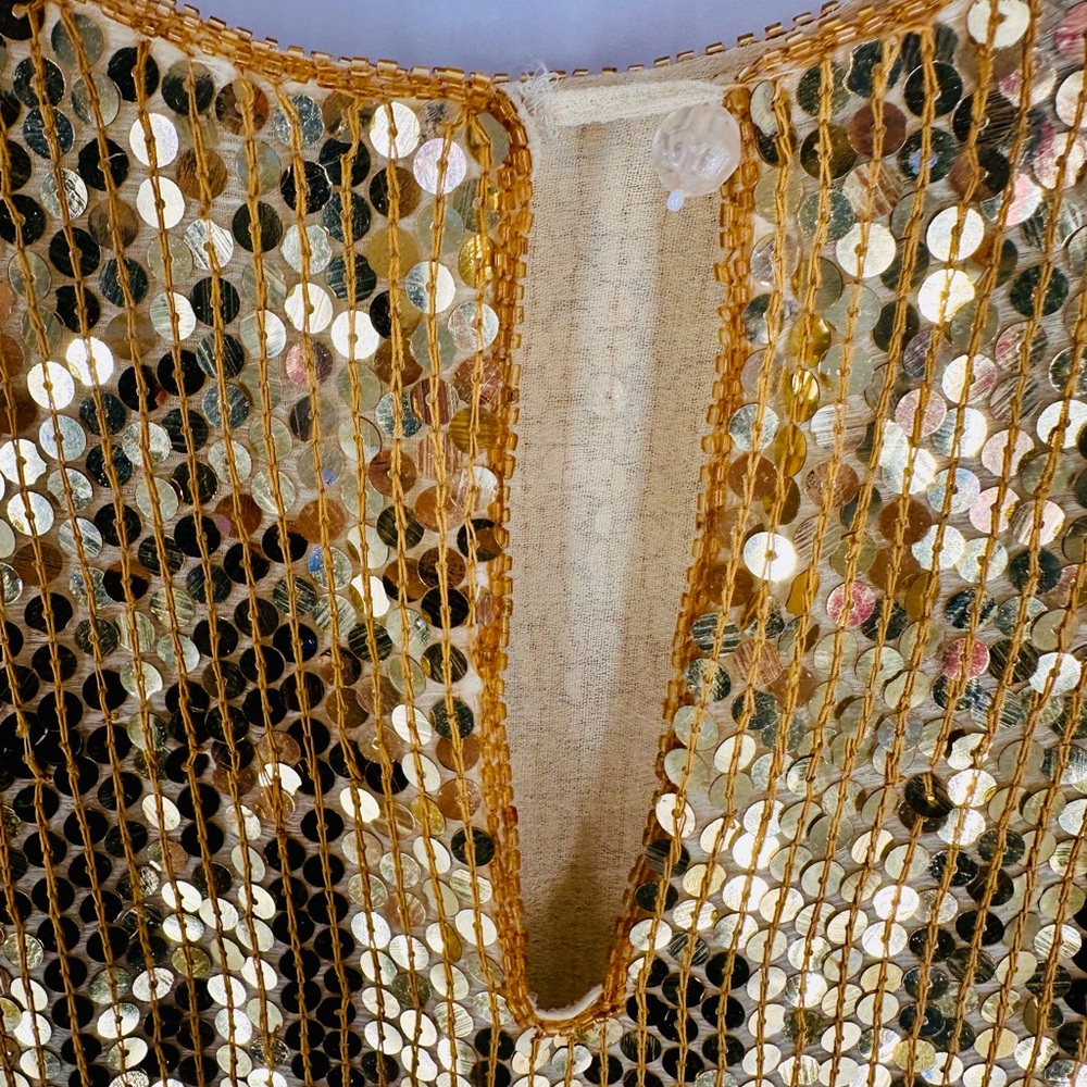 Vintage Gold Rina Z Sequin Top Medium - Picture 5 of 9